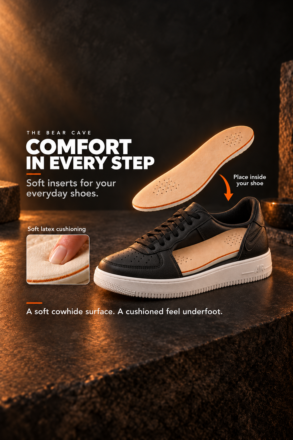 VECTOR Hybrid Comfort Shoe Inserts placement and cushioning overview